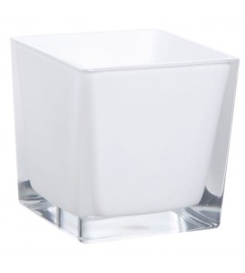 Cube en verre blanc 8x8 cm